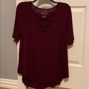 American eagle burgundy soft & sexy oversized tee